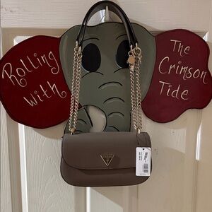 Guess Taupe Crossbody Bag with Gold Chain